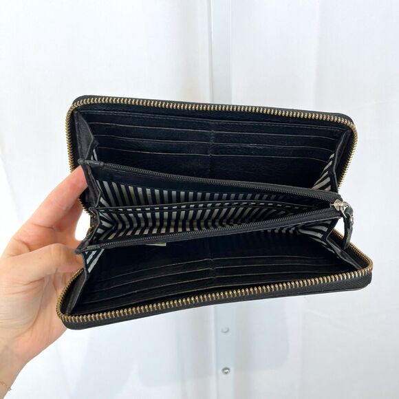 KATE SPADE Cobble Hill Lacey Leather Accordion Wallet Zip Black - Picture 5 of 5